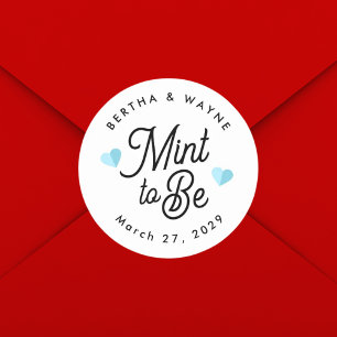 Mint to Be Modern Personalized Favor Classic Round Sticker