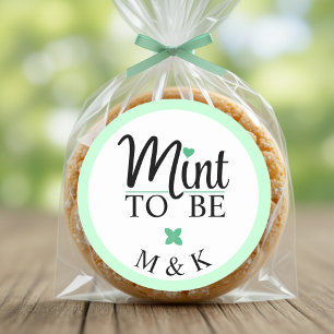 Mint to Be Monogram Wedding Bridal Shower Classic Round Sticker