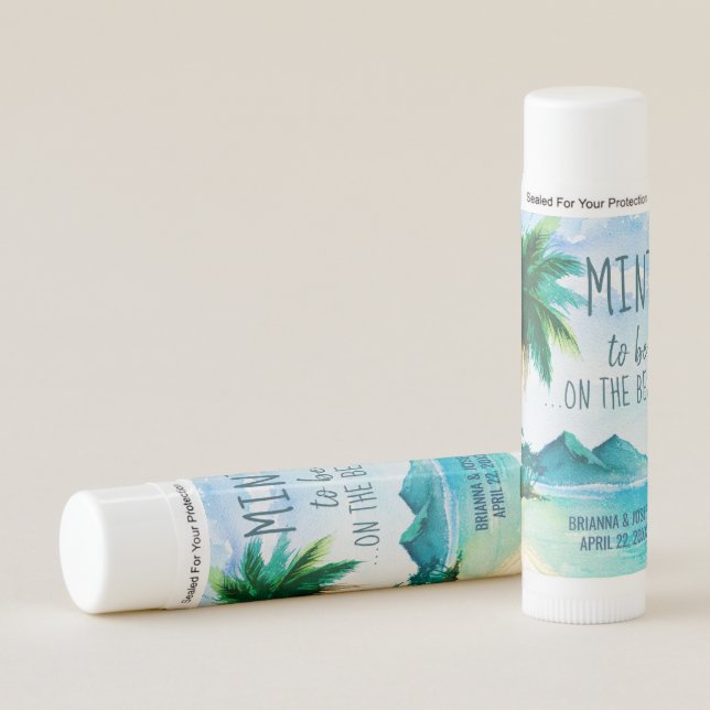 Mint to Be Personalized Beach Wedding Favor Lip Balm (Front)