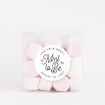Mint to Be Personalized Wedding Favor Classic Round Sticker<br><div class="desc">Minty fresh wedding favor stickers feature "mint to be" in soft black script lettering accented with dusty rose pink hearts. Personalize with your names and wedding date.</div>