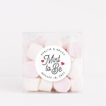 Mint to Be Personalized Wedding Favor Classic Round Sticker<br><div class="desc">Minty fresh wedding favor stickers feature "mint to be" in soft black script lettering accented with red hearts. Personalize with your names and wedding date.</div>