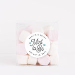 Mint to Be Personalized Wedding Favor Classic Round Sticker<br><div class="desc">Minty fresh wedding favor stickers feature "mint to be" in soft black script lettering accented with dusty teal hearts. Personalize with your names and wedding date.</div>