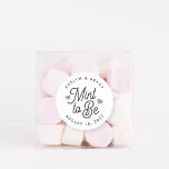 Mint to Be Personalized Wedding Favor Classic Round Sticker<br><div class="desc">Minty fresh wedding favor stickers feature "mint to be" in soft black script lettering accented with dusty blue hearts. Personalize with your names and wedding date.</div>