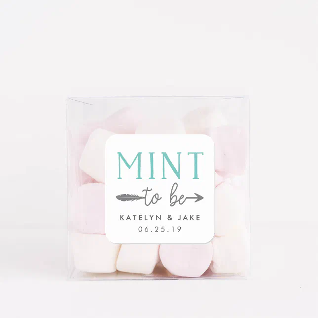 Mint to Be | Personalized Wedding Favor Square Sticker | Zazzle