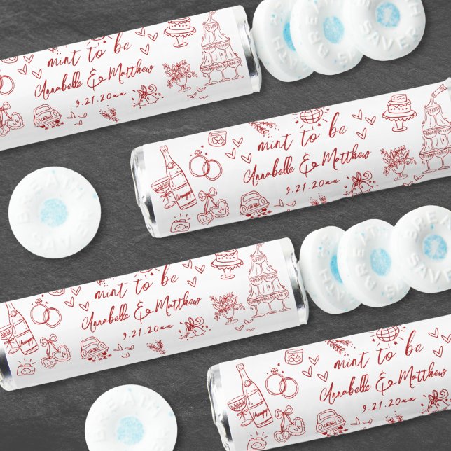 Mint To Be Red Hand Drawn Wedding Breath Savers® (Mint To Be Red Hand Drawn Wedding Breath Savers®)