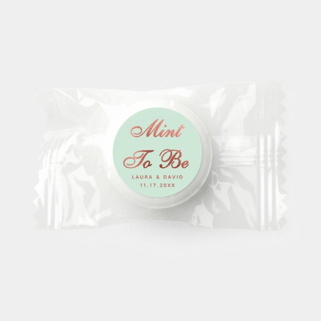 Mint To Be Rose Gold Wedding Elegant Script Green  Life Saver® Mints (Front)