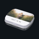 Mint to Be Simple Black White Photo Wedding Favor Candy Tin<br><div class="desc">Unique and fun wedding mint candy tins featuring your favorite photo along with "Mint to Be" in a casual black handwriting font over a white background.   A design that is perfect for the modern,  minimalist couple.  These custom mint candy tins make useful wedding favors.</div>