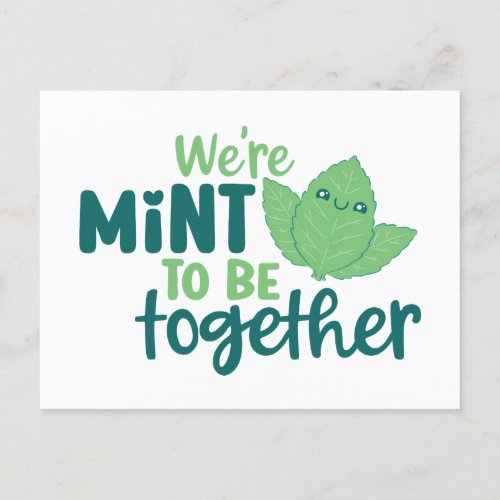 Mint To Be Together Cute Pun Funny Valentines Day Postcard