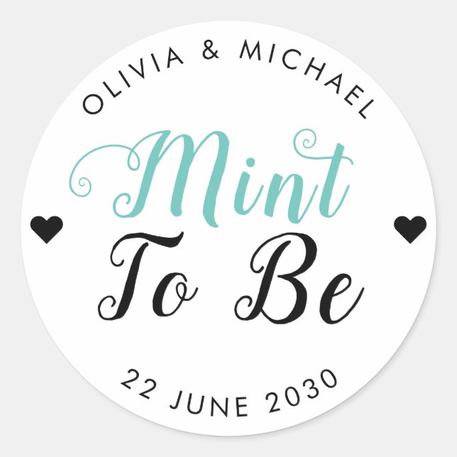Mint To Be Wedding Candy Bar Food Favor Label (Front)