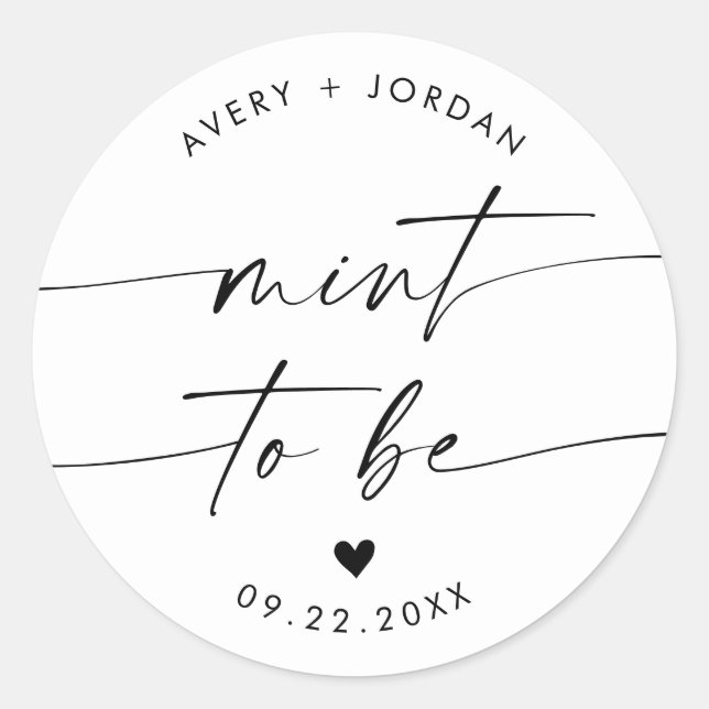 Mint to Be Wedding Favor Sticker | Modern Wedding (Front)