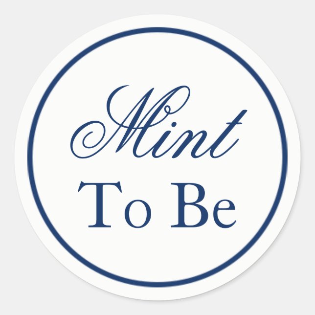 "Mint to Be" Wedding Favor Sticker - Navy (Front)