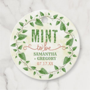 Mint to Be Wedding Shower Watercolor Leaf Wreath Favor Tags
