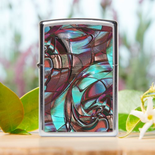 Mint to wine circular curved shapes in grain satin zippo lighter