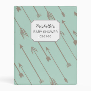 Mint Tribal Arrows Baby Shower album mini binder
