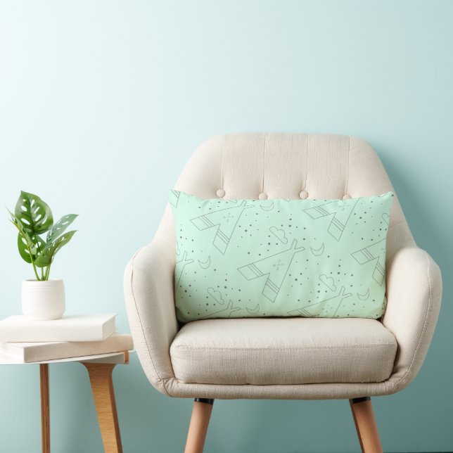 Mint Tribal Tepee Pattern Design Pillow (Chair)