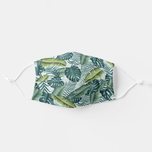 Mint  Tropical Botanical Monstera Leaves Pattern Adult Cloth Face Mask