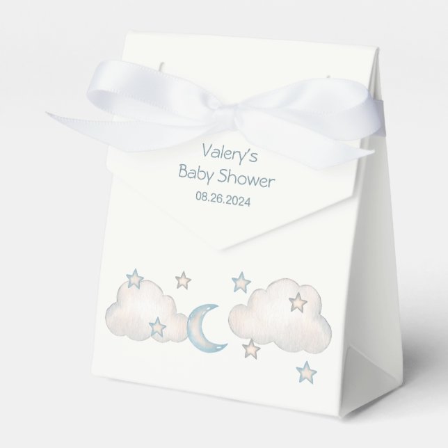 Mint Turquoise Boy Baby Shower Favor Boxes (Front Side)