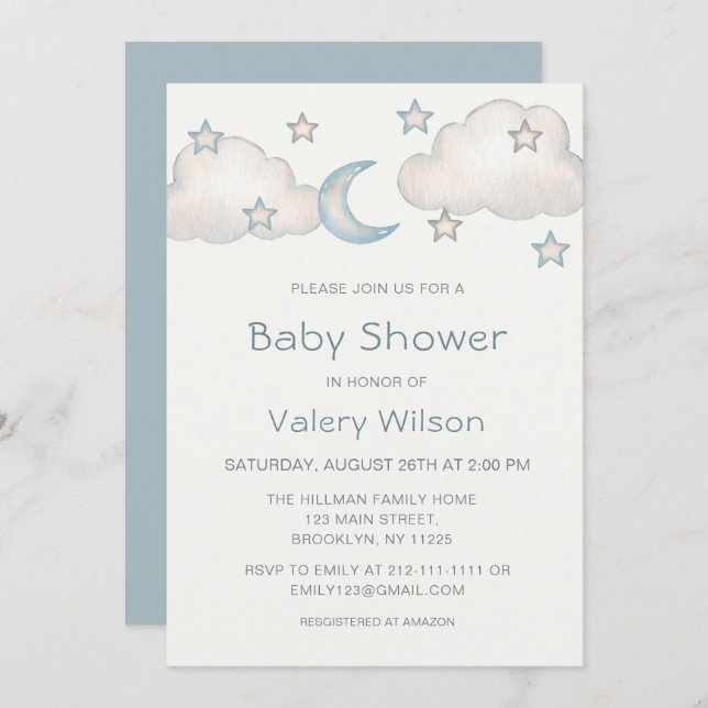 Mint Turquoise Boy Baby Shower Invitation (Front/Back)