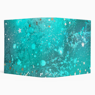 Mint Turquoise Foil Background 3 Ring Binder