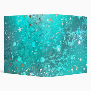 Mint Turquoise Foil Background 3 Ring Binder