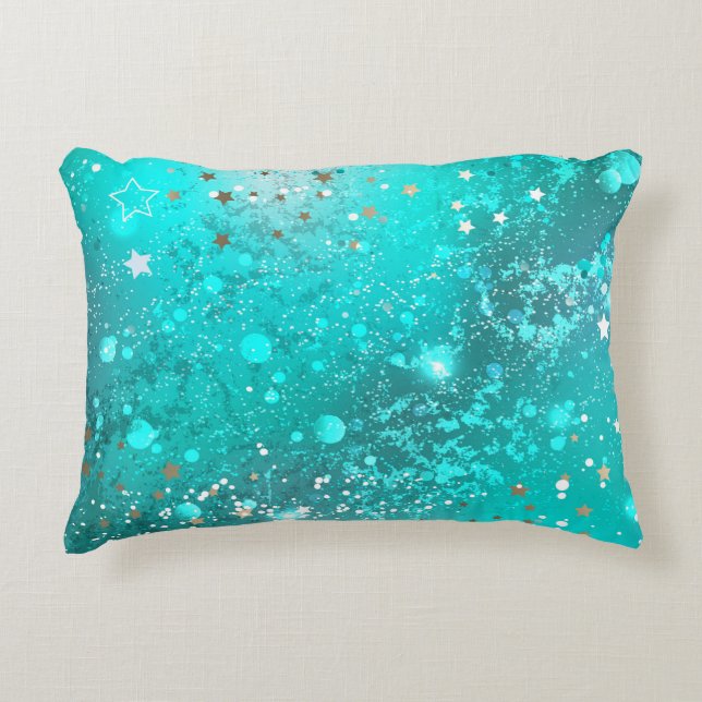 Mint Turquoise Foil Background Accent Pillow (Front)