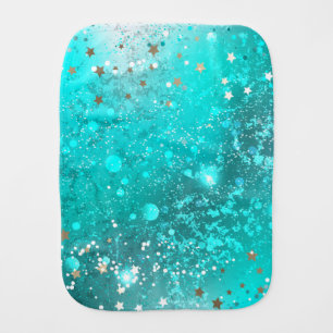 Mint Turquoise Foil Background Baby Burp Cloth