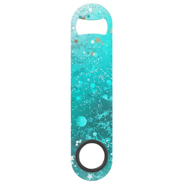 Mint Turquoise Foil Background Bar Key (Front)