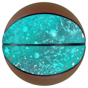 Mint Turquoise Foil Background Basketball