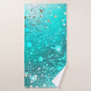 Mint Turquoise Foil Background Bath Towel