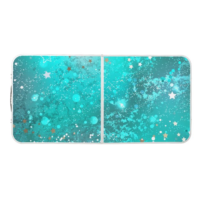 Mint Turquoise Foil Background Beer Pong Table (Top)