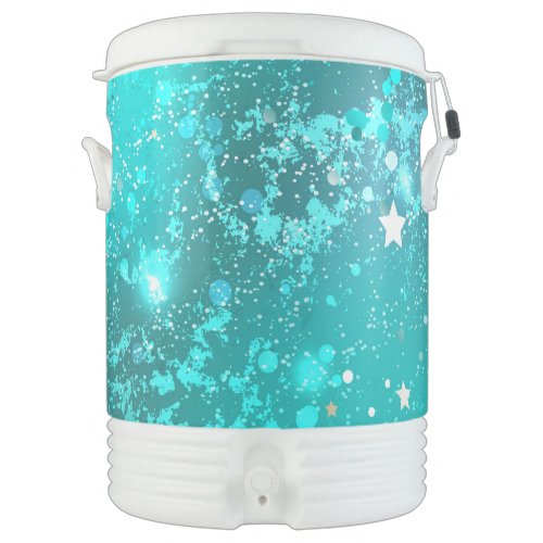 Mint Turquoise Foil Background Beverage Cooler