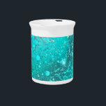 Mint Turquoise Foil Background Beverage Pitcher<br><div class="desc">Abstract background of turquoise,  crumpled,  textured foil.</div>