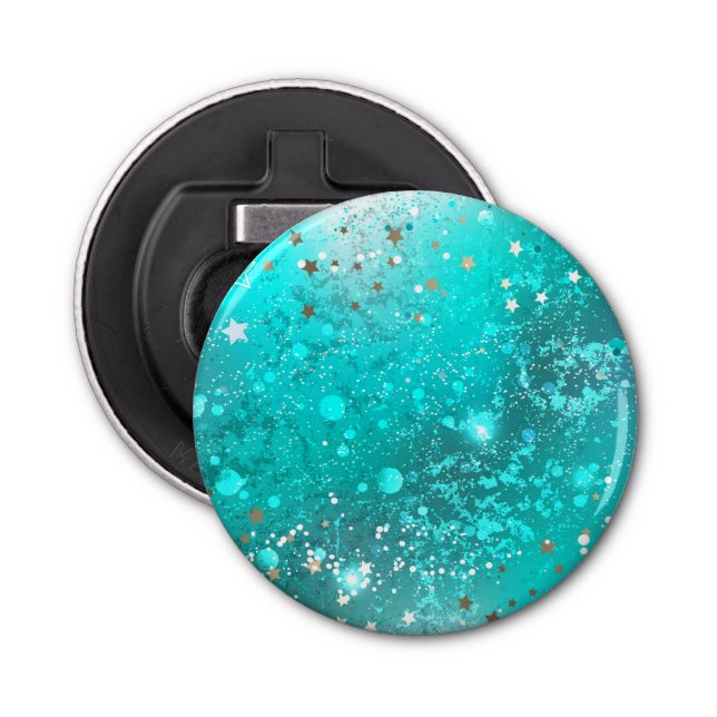 Mint Turquoise Foil Background Bottle Opener (Front)