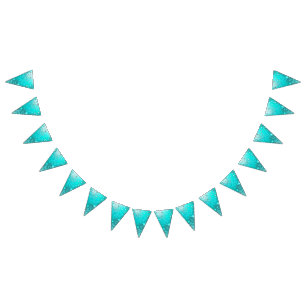Mint Turquoise Foil Background Bunting Flags