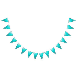 Mint Turquoise Foil Background Bunting Flags