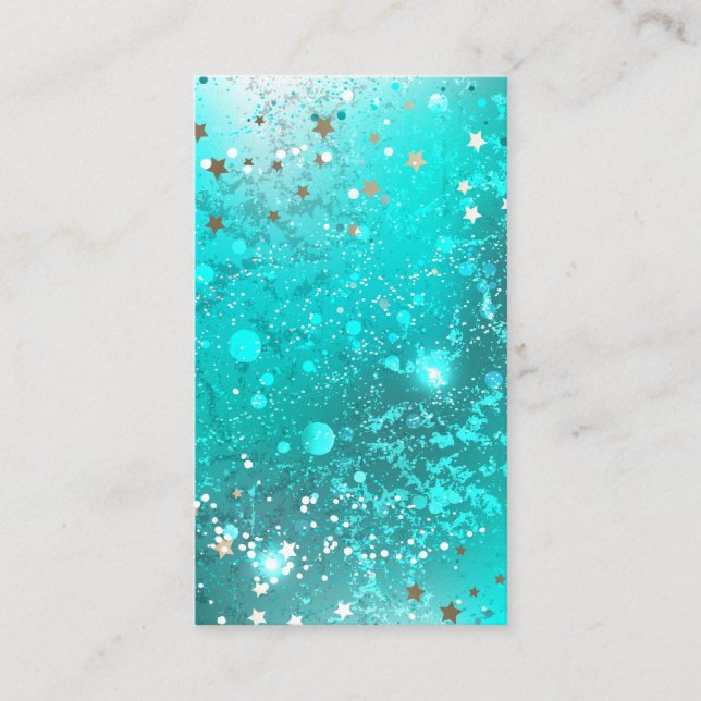 Mint Turquoise Foil Background Business Card (Front)