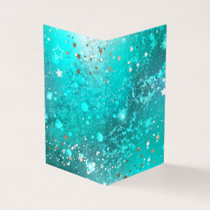 Mint Turquoise Foil Background Business Card