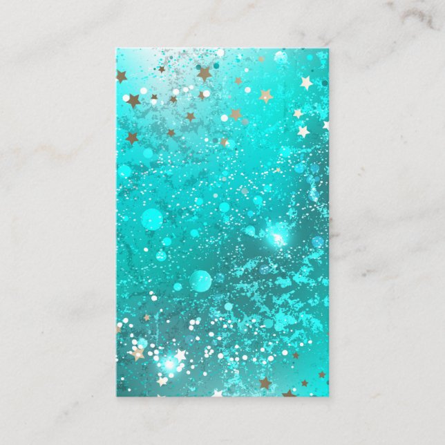 Mint Turquoise Foil Background Business Card (Front)