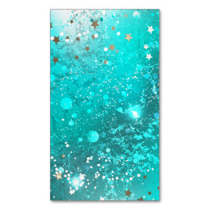 Mint Turquoise Foil Background Business Card Magnet