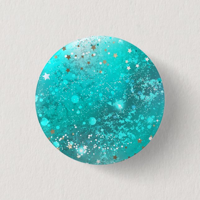 Mint Turquoise Foil Background Button (Front)