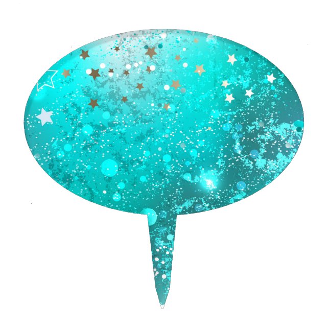 Mint Turquoise Foil Background Cake Topper (Front)