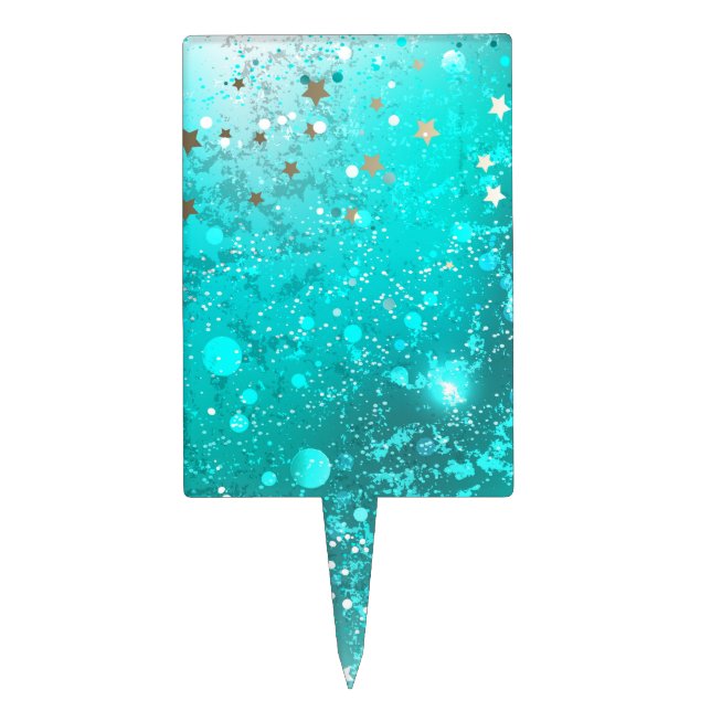 Mint Turquoise Foil Background Cake Topper (Front)
