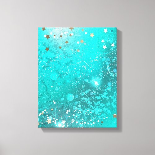 Mint Turquoise Foil Background Canvas Print