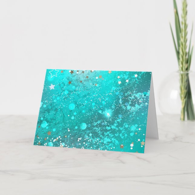 Mint Turquoise Foil Background Card (Front)
