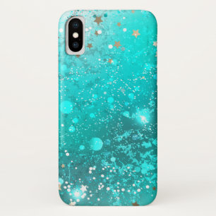Mint Turquoise Foil Background iPhone X Case