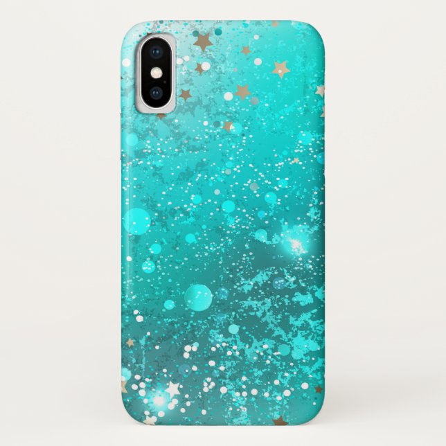 Mint Turquoise Foil Background Case-Mate iPhone Case (Back)