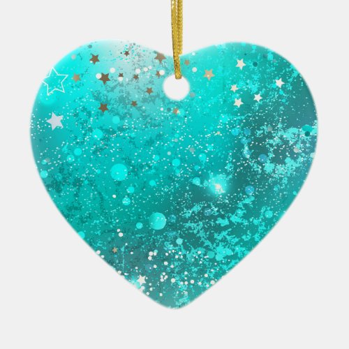 Mint Turquoise Foil Background Ceramic Ornament