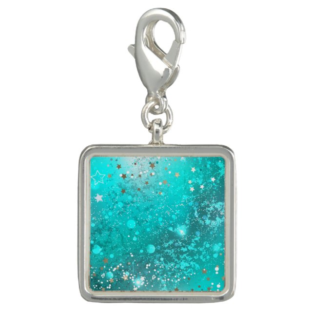 Mint Turquoise Foil Background Charm (Front)