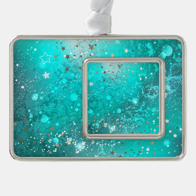 Mint Turquoise Foil Background Christmas Ornament (Front)