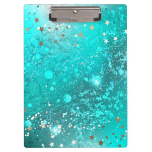 Mint Turquoise Foil Background Clipboard